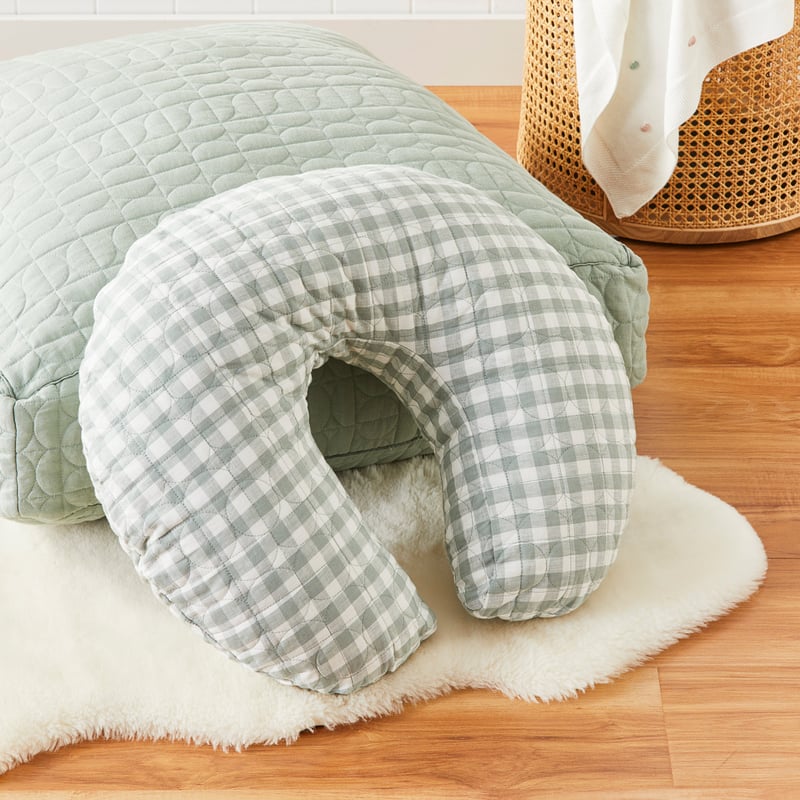 Vintage Washed Eucalyptus Check Nursing Pillow