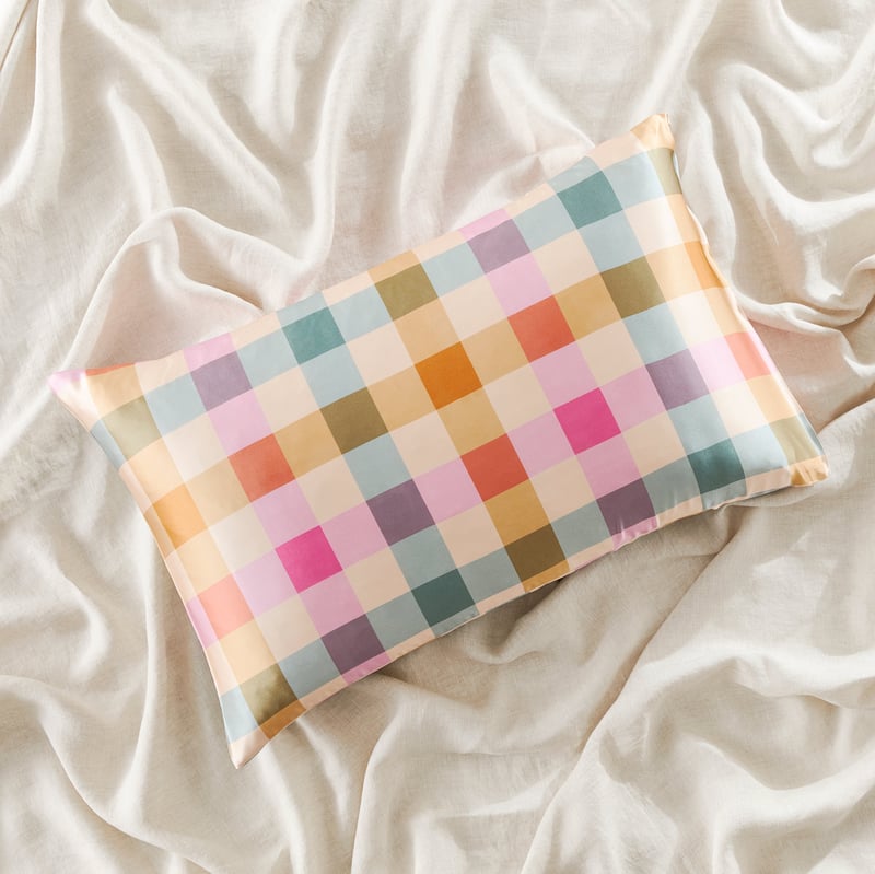 Pure Silk Joyful Check Printed Pillowcase