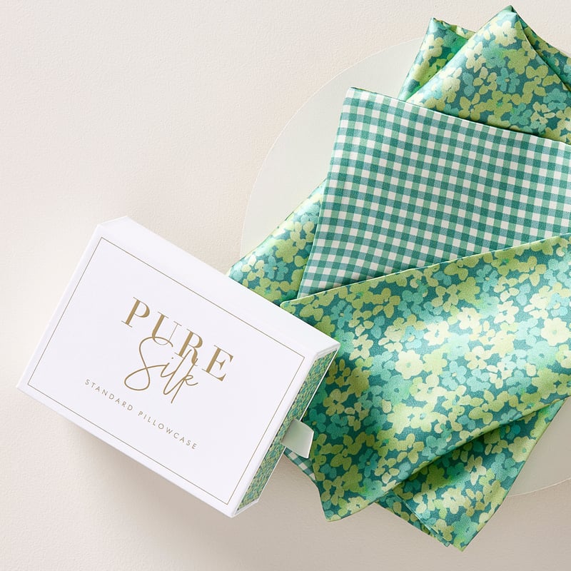 Pure Silk Zoe Floral & Gingham Printed Pillowcase