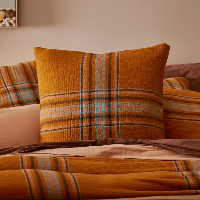 Maple Check Burnt Orange Pillowcase