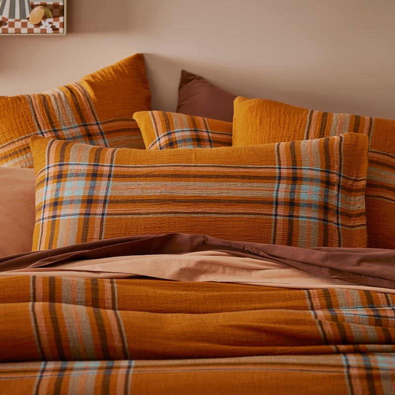 Maple Check Burnt Orange Pillowcase