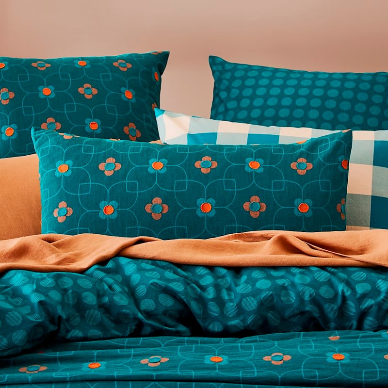 Joy Teal Jacquard Pillowcase