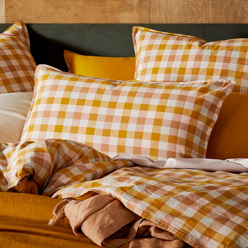 Charlie Mustard Check Quilt Cover Separates