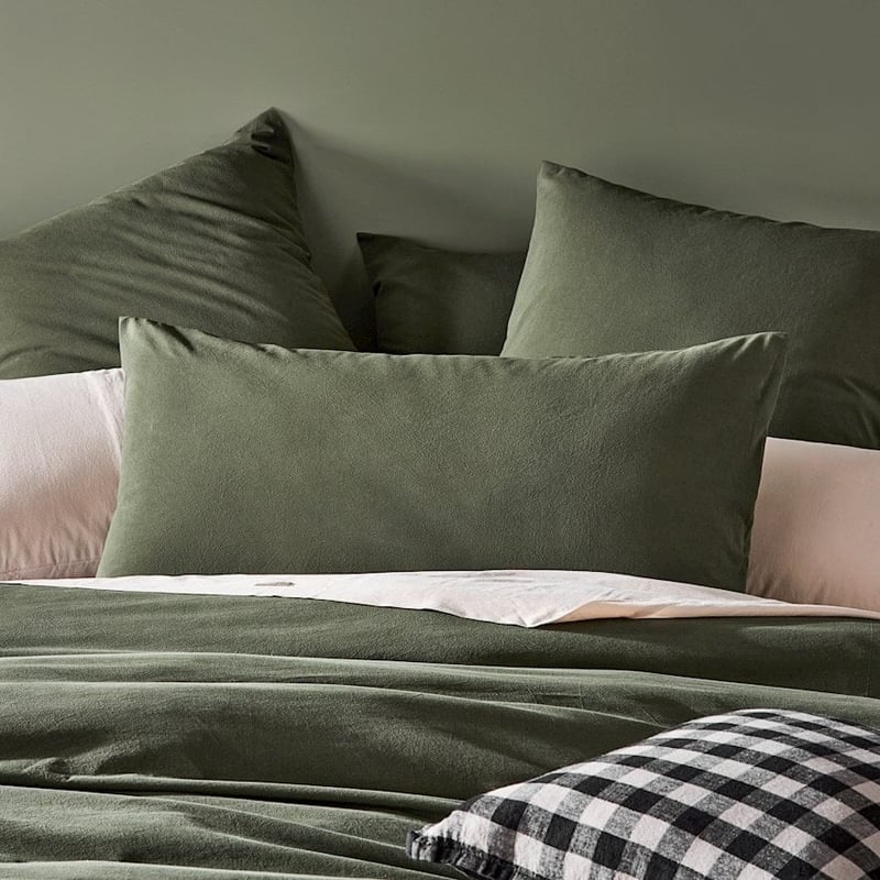 Stonewashed Cotton Basil Pillowcase