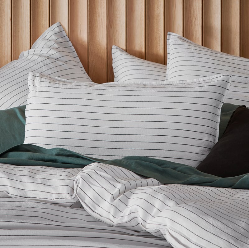 Vintage Washed Linen Onyx Stripe Pillowcase