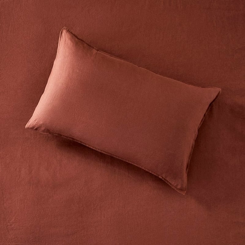 Vintage Washed Linen Pecan Brown Pillowcases