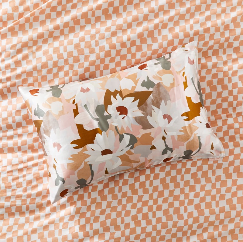 Kimmy Hogan Paper Daisies Whisper Pink Pure Silk Printed Pillowcase
