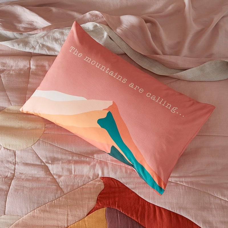 Maus Haus The Mountains Are Calling Text Pillowcase
