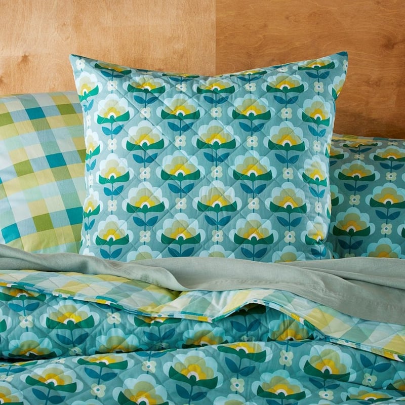 Retro Stems Peacock Quilted Pillowcases