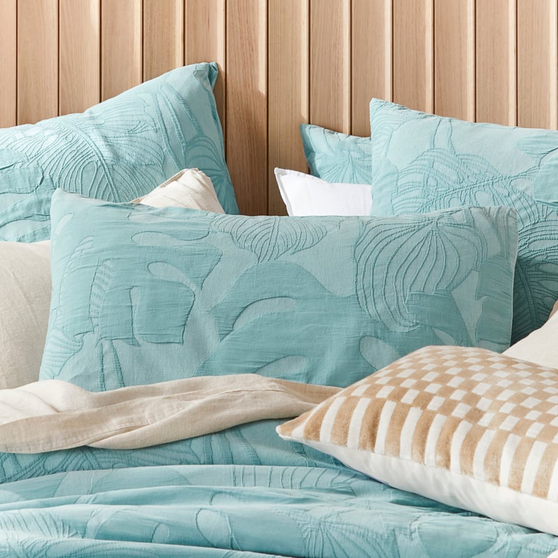 Monstera Matelasse Blue Pillowcases