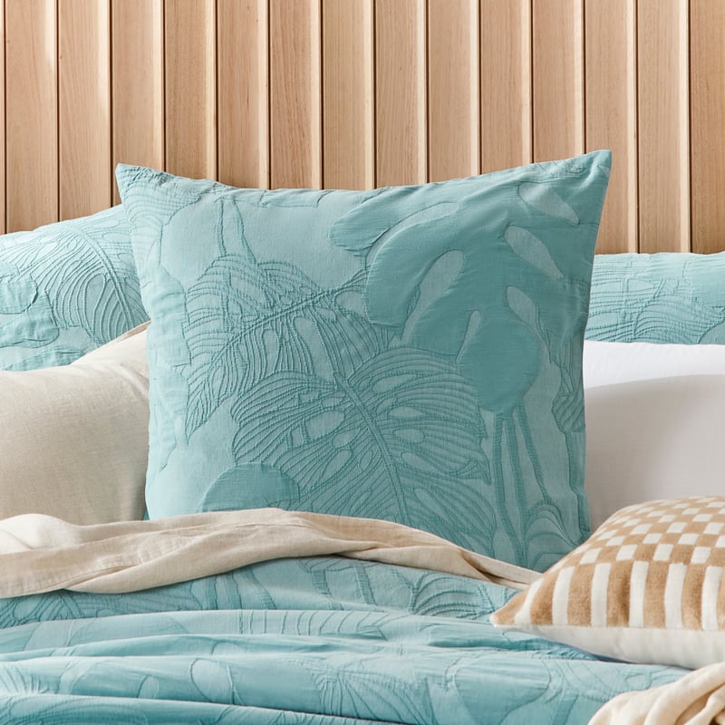 Monstera Matelasse Blue Pillowcases