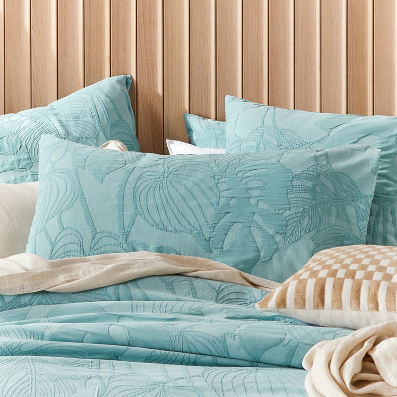 Monstera Matelasse Blue Pillowcases