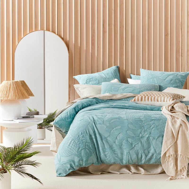 Monstera Matelasse Blue Pillowcases