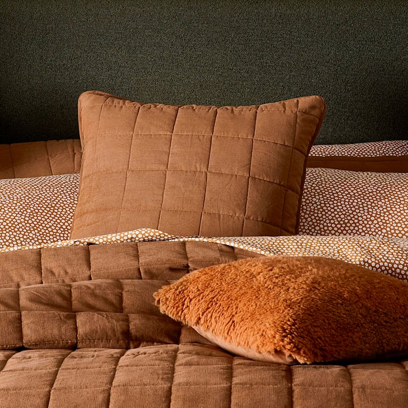 Tuberose Toffee Corduroy Quilted Pillowcase