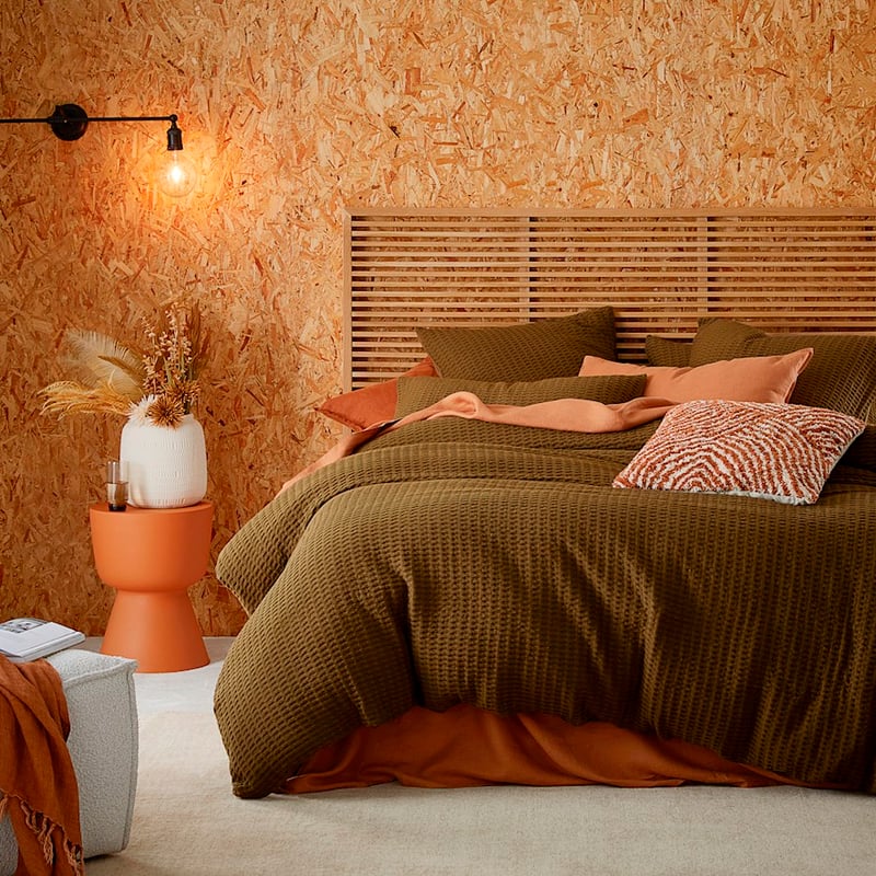 Byron Waffle Deep Olive Pillowcases