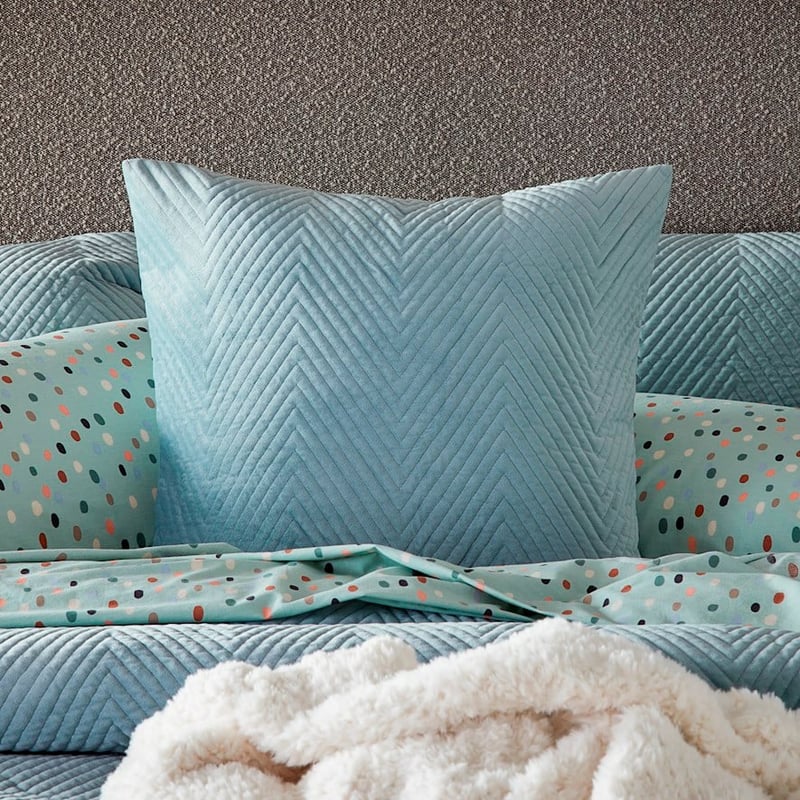 Chevron Ice Blue Velvet Quilted Pillowcases
