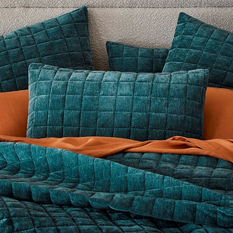 Dylan Ocean Velvet Quilted Pillowcase