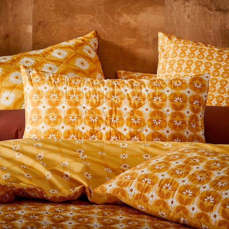 Wilma Mustard Quilted Pillowcase