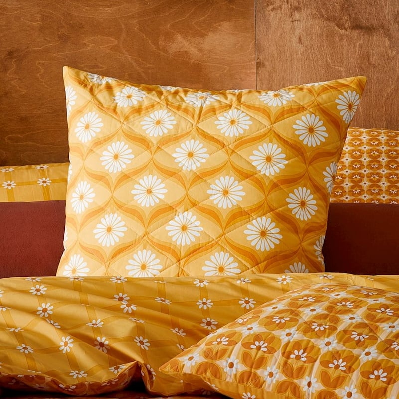 Wilma Mustard Quilted Pillowcase