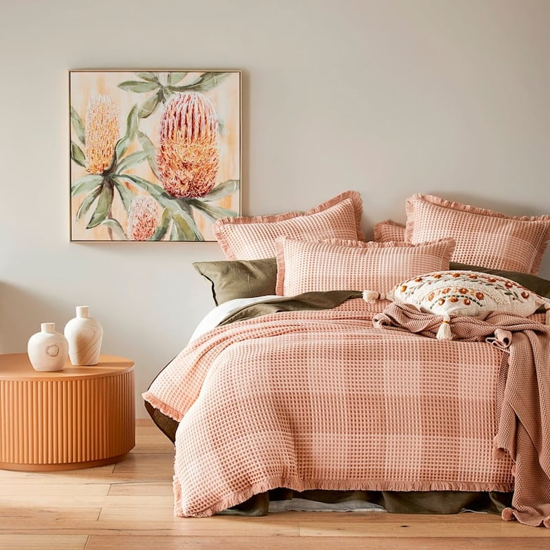 Harlem Waffle Salmon Check Pillowcases