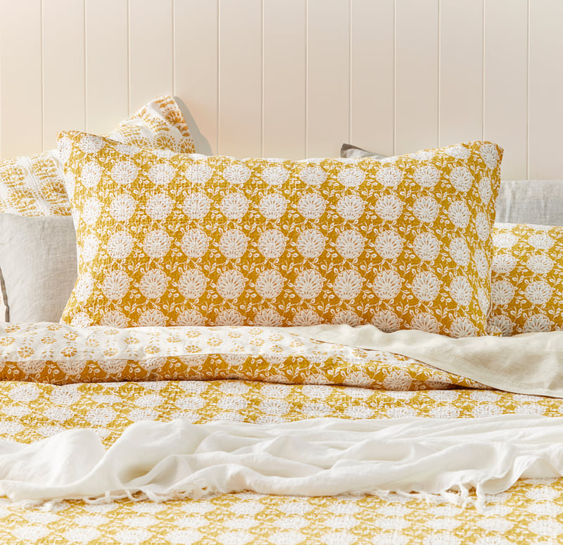 Ishani Mustard Pillowcases