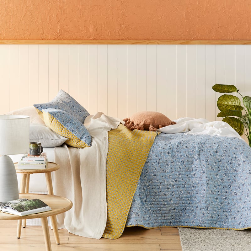 Ishani Blue Quilted Pillowcases