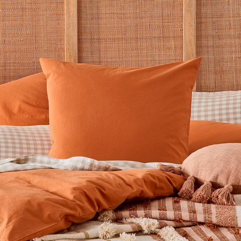 Stonewashed Cotton Ginger Pillowcases