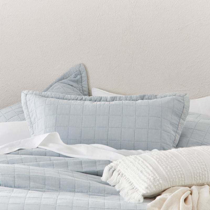 Mosman Soft Blue Quilted Pillowcases