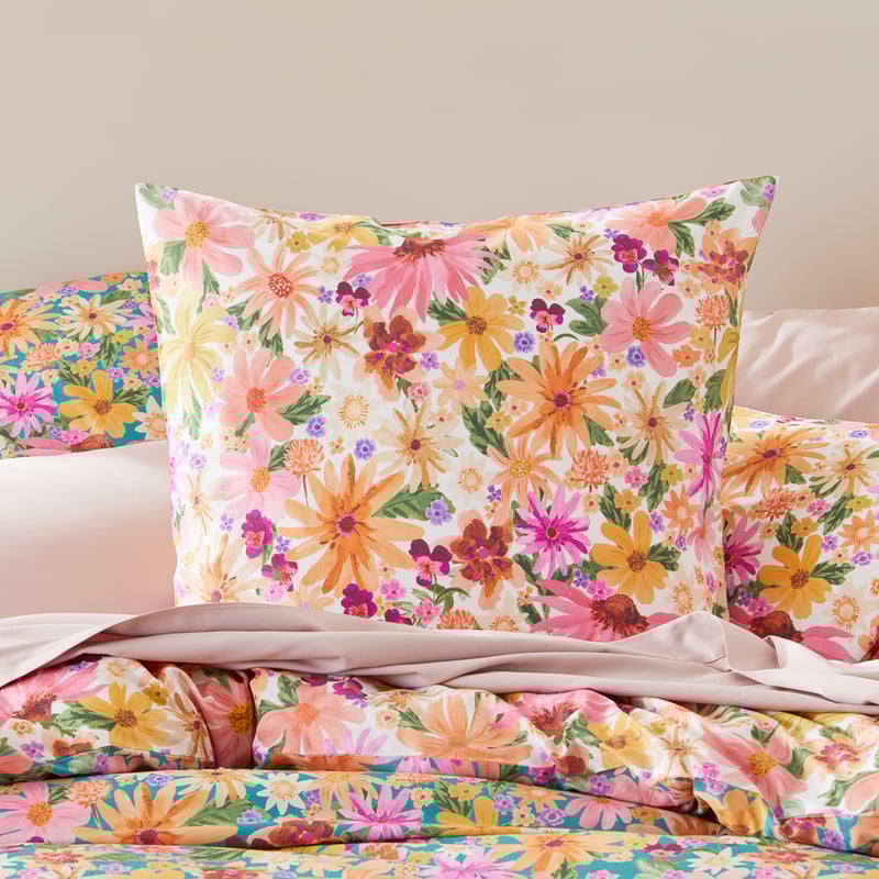 Alexa Floral Coral Quilt Cover Set + Separates