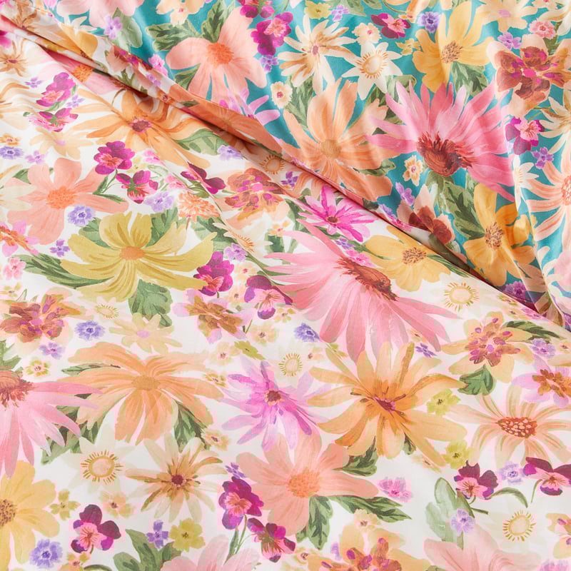 Alexa Floral Coral Quilt Cover Set + Separates