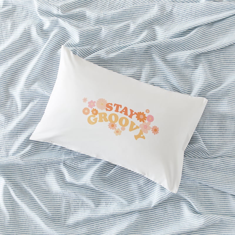 Positive Vibes Stay Groovy Text Pillowcase