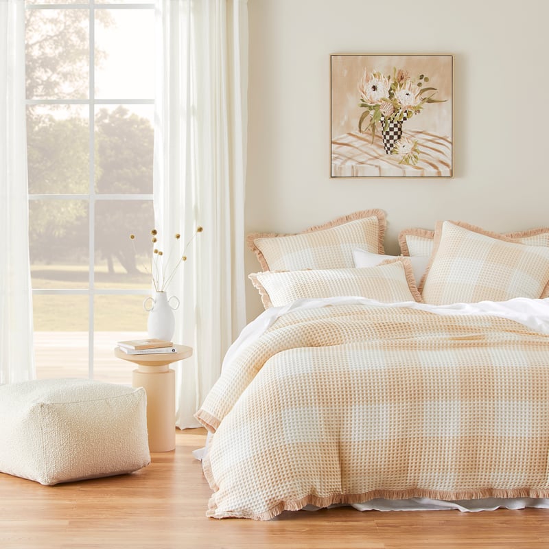 Harlem Waffle Check Pink Sand Pillowcases