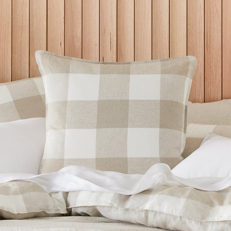 Vintage Washed Linen Large Linen Check Pillowcases