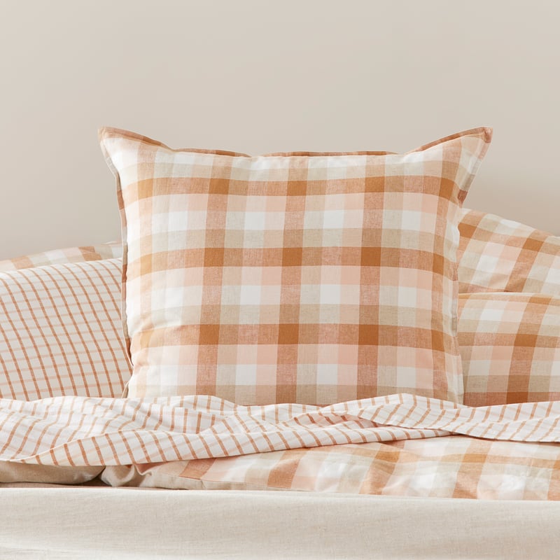 Vintage Washed Linen Cotton Earth Check Pillowcases