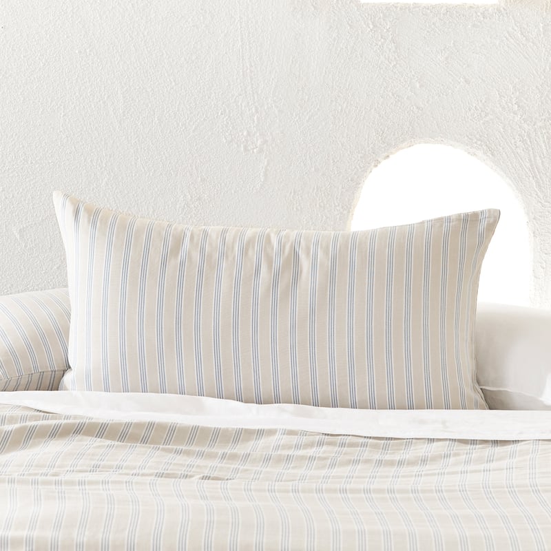 Cove Natural & Denim Stripe Pillowcases