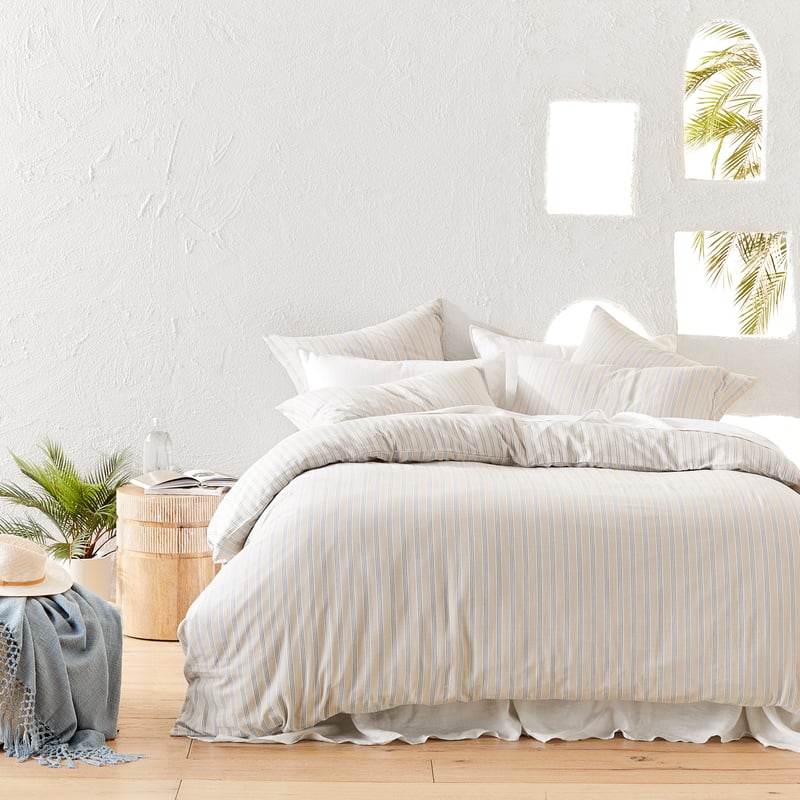 Cove Natural & Denim Stripe Pillowcases