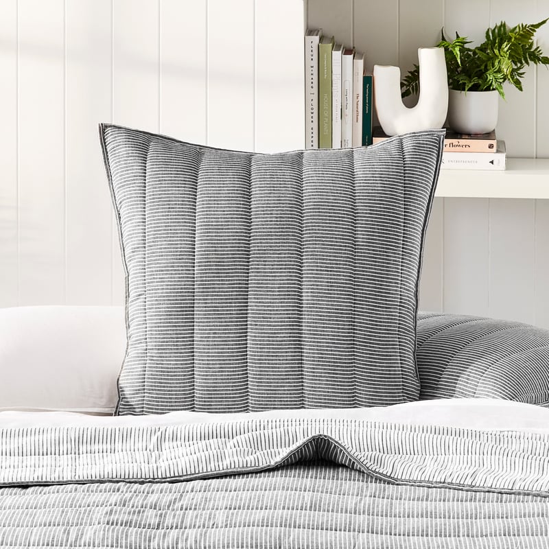 Cove Off White & Onyx Stripe Quilted Pillowcases