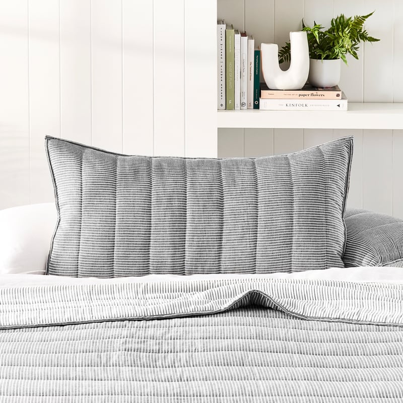 Cove Off White & Onyx Stripe Quilted Pillowcases