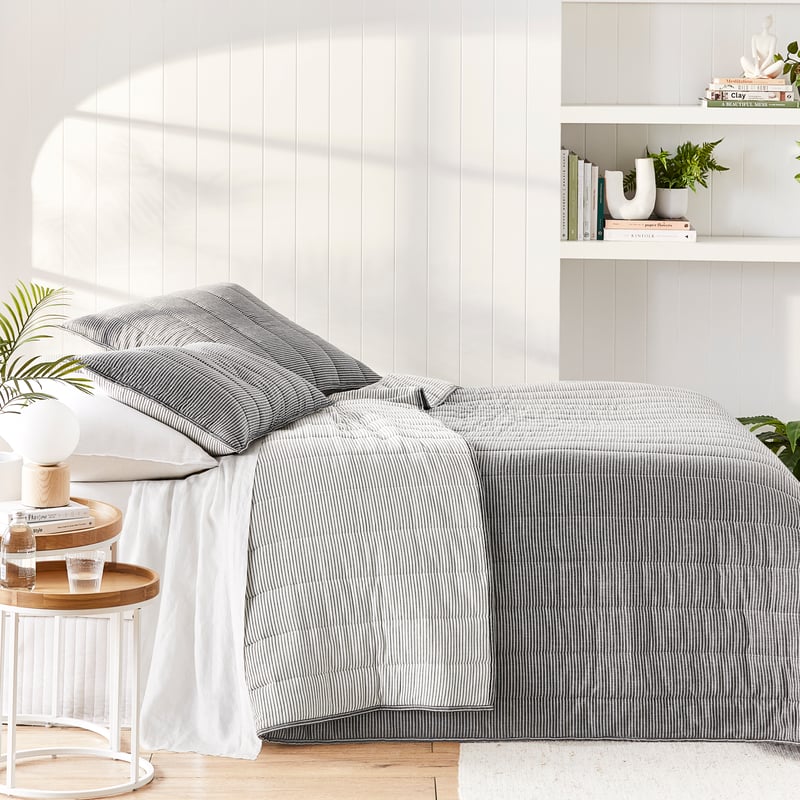 Cove Off White & Onyx Stripe Quilted Pillowcases