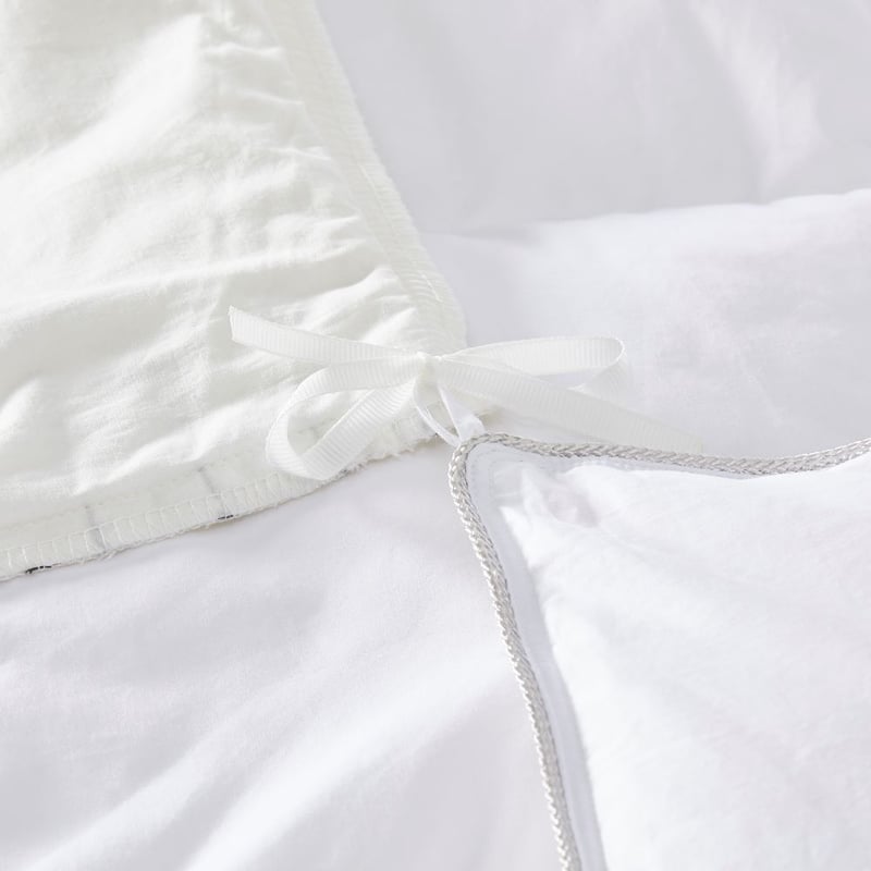 Vintage Washed Linen White Ruffle Quilt Cover Separates