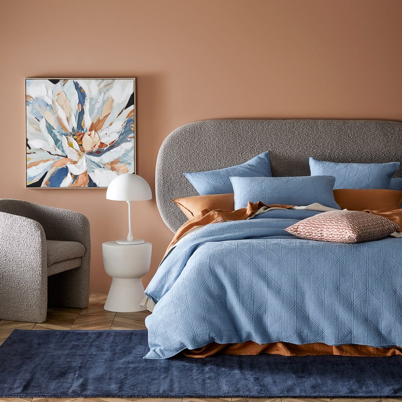 Prism Steel Blue Quilted Quilt Cover Separates