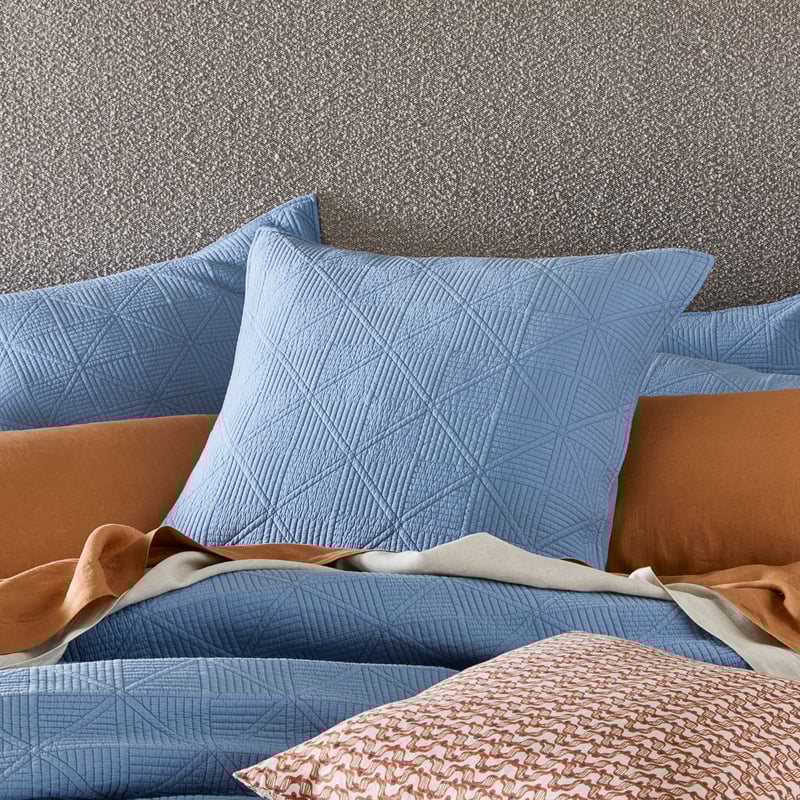 Prism Steel Blue Quilted Quilt Cover Separates