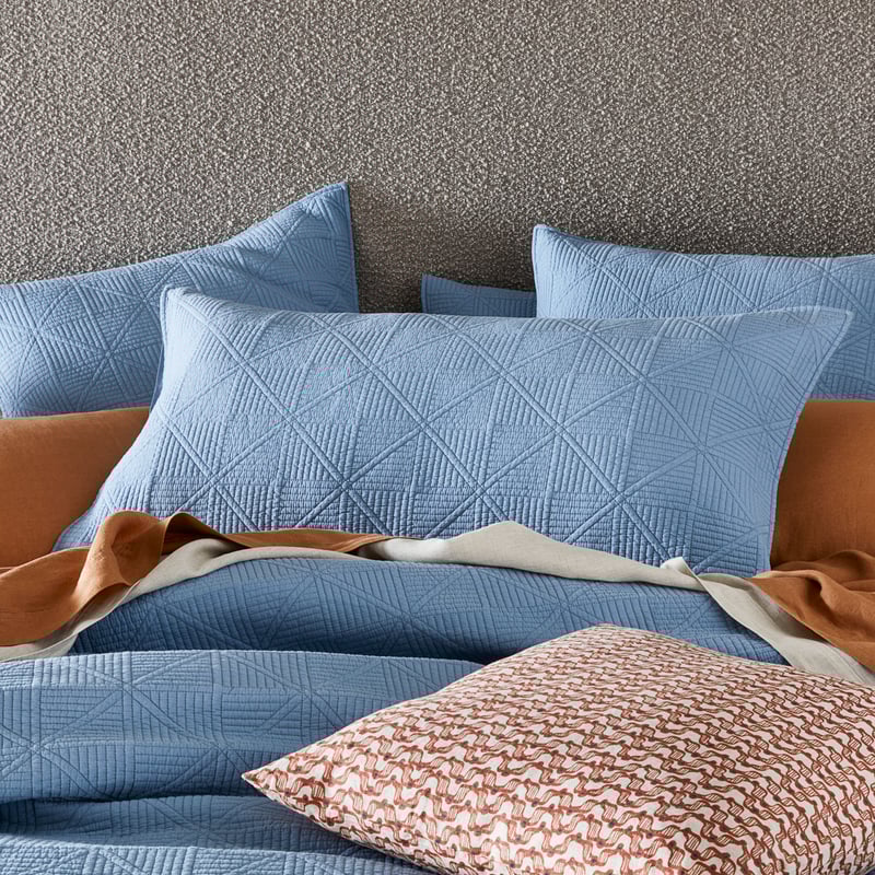Prism Steel Blue Quilted Quilt Cover Separates