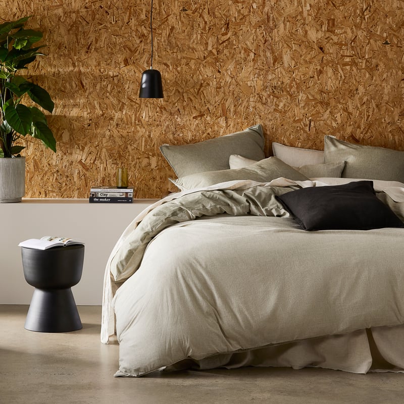 Organic Cotton Chambray Olive Quilt Cover Set + Pillowcases