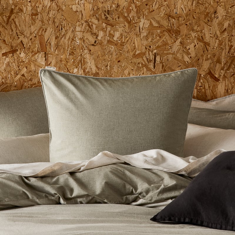 Organic Cotton Chambray Olive Quilt Cover Set + Pillowcases