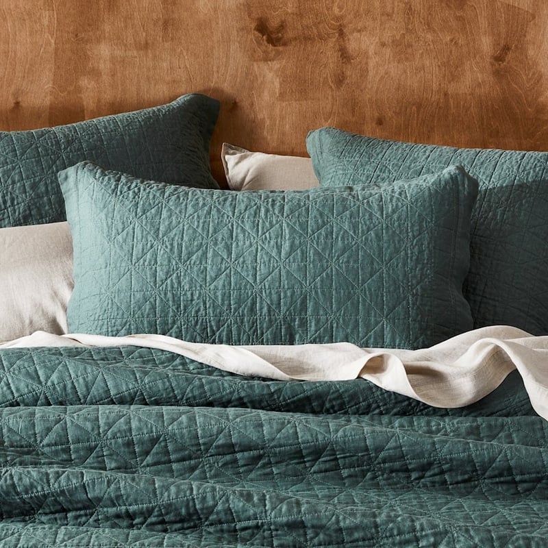 Vintage Washed Linen Cypress Quilted Quilt Cover Separates