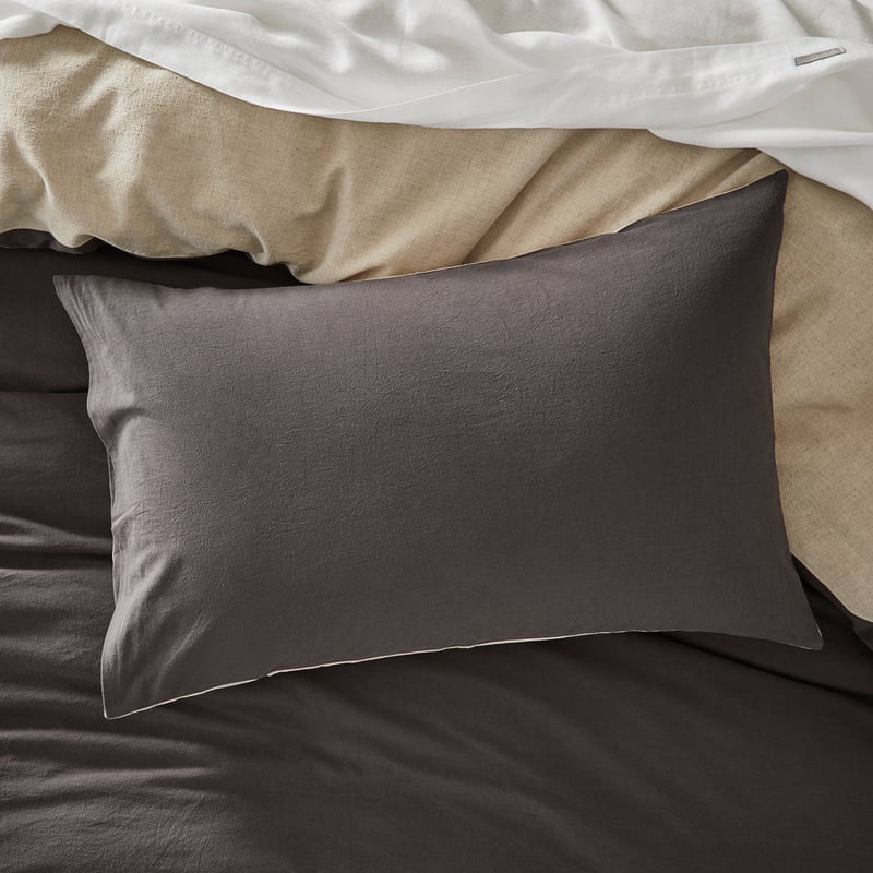 Olsen Linen Cotton Natural & Coal Quilt Cover Set + Separates