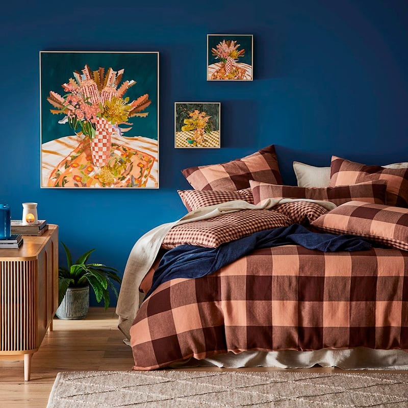 Morgan Check Wine Quilt Cover Separates