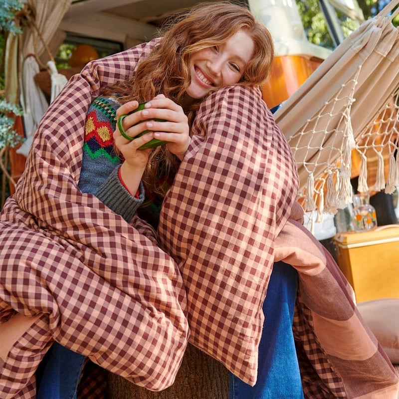 Morgan Check Wine Quilt Cover Separates