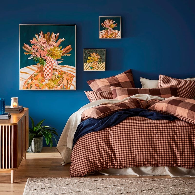 Morgan Check Wine Quilt Cover Separates